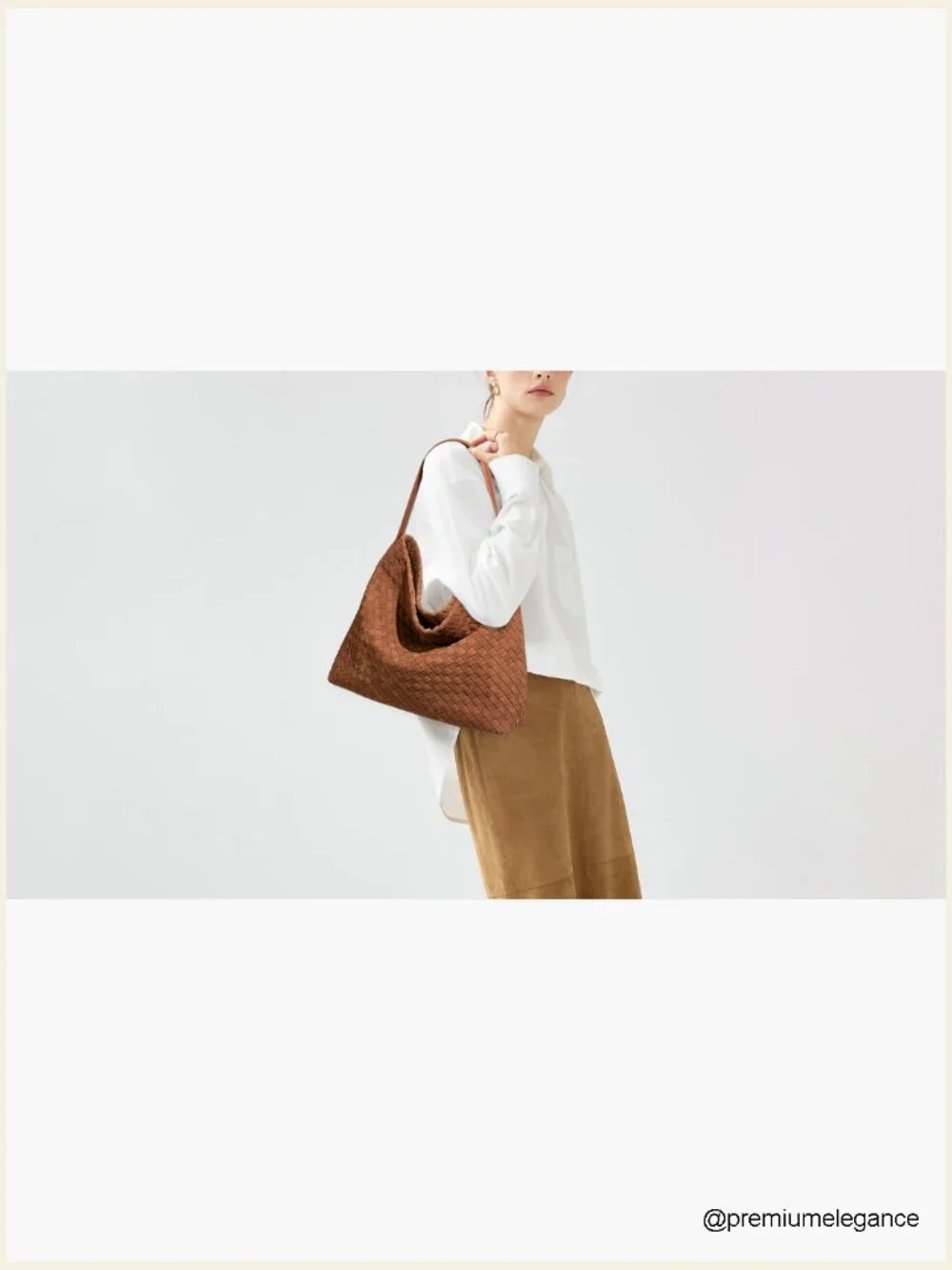 Woven Hobo Purse Suede Bag Crossbody Tote Shoulderbag with Leather Handle